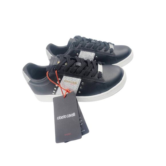 NWT Roberto Cavalli Sport Studded Logo Sneakers- Size 7 - Picture 10 of 12